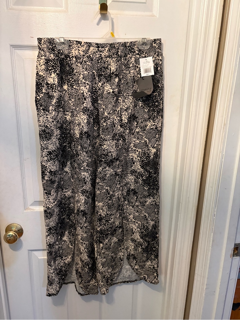 Royalty For Me Black and White Python-Print Wide Leg Pants